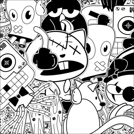 Black white sticker bombing file