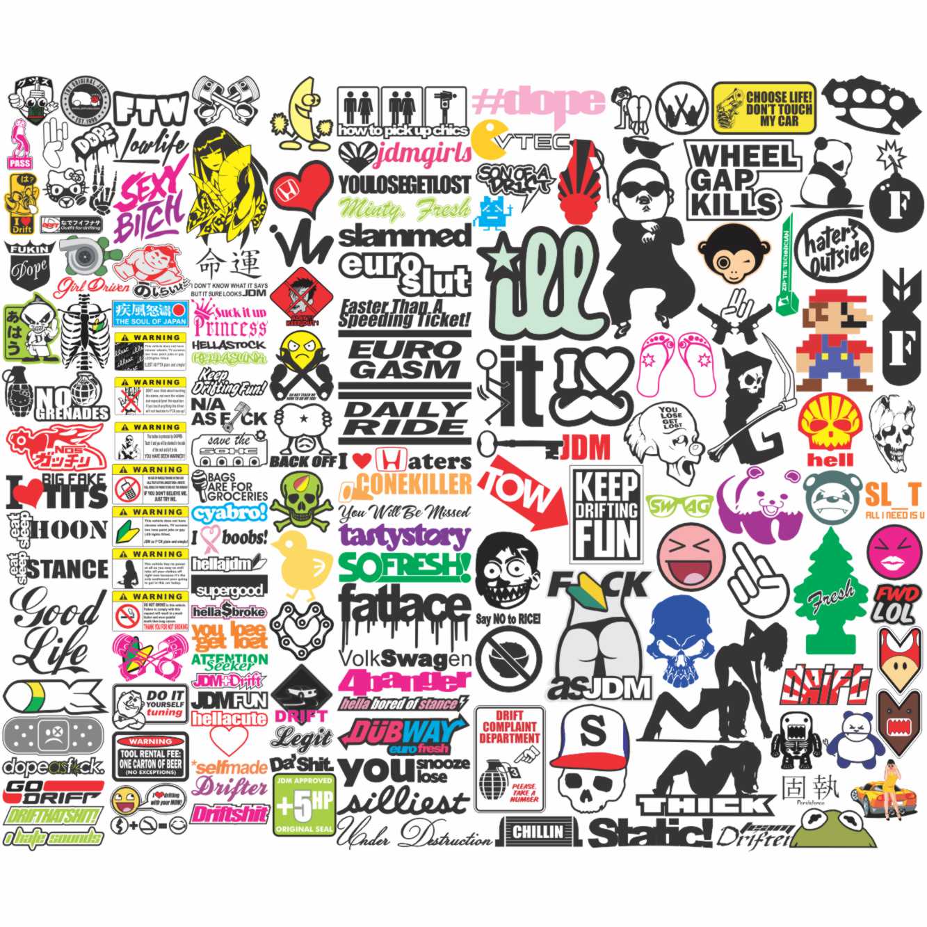 JDM style vector pack car stickers