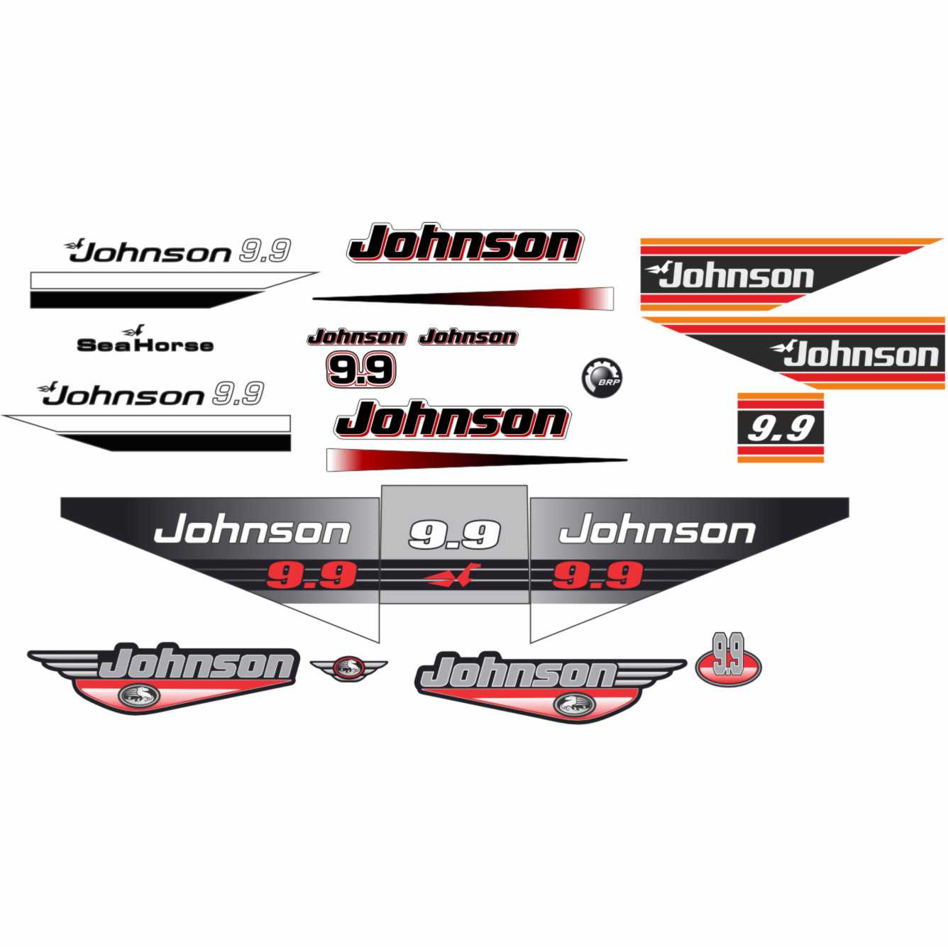 Johsnon 9.9 outboard sticker digital vector