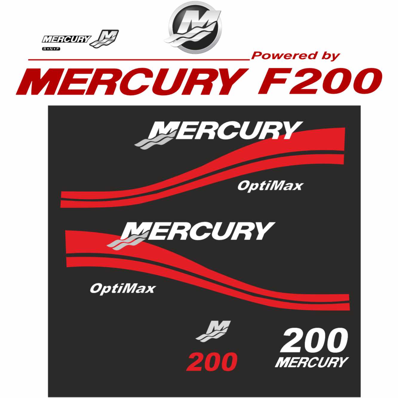 Mercury 200 engine sticker digital vector file