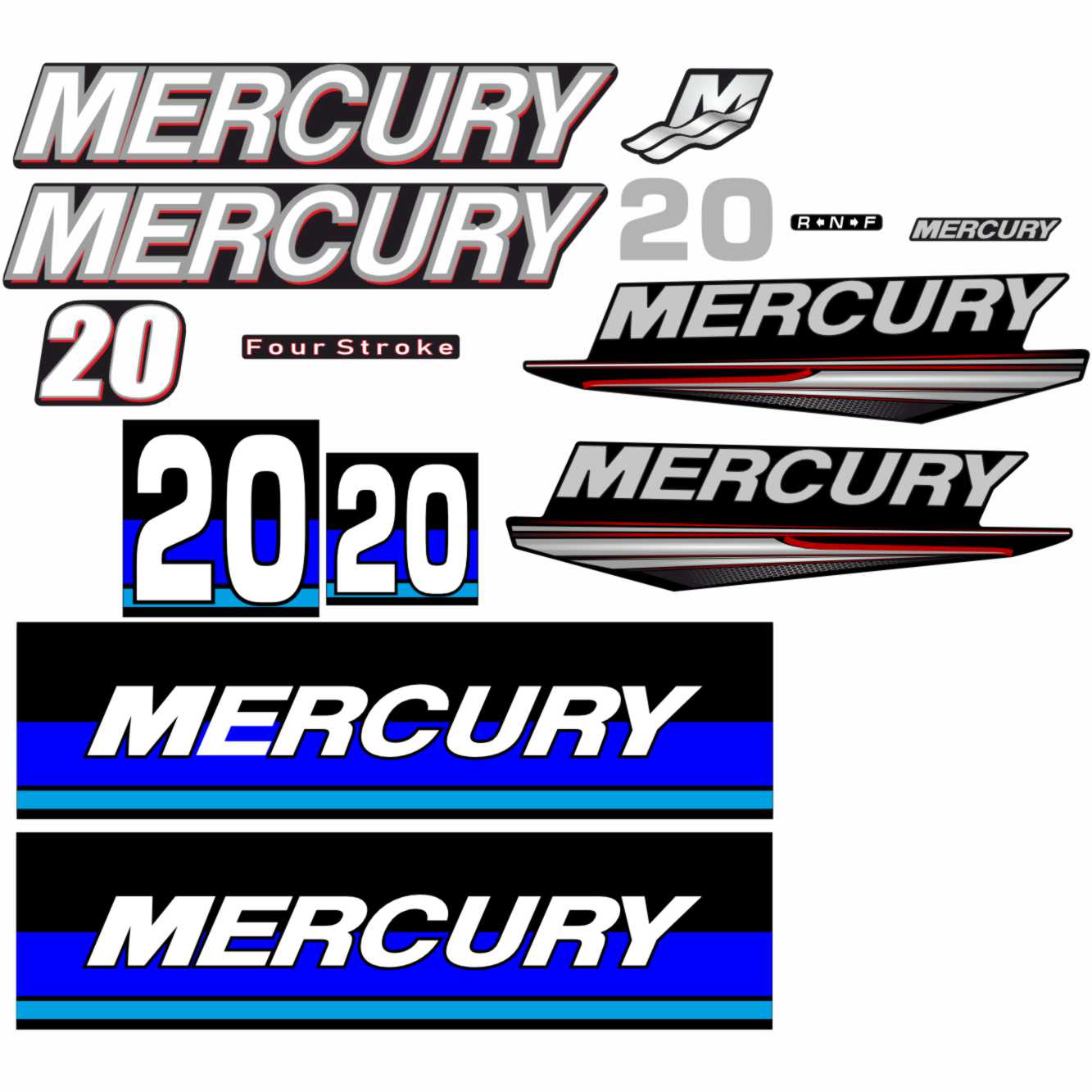 Mercury 20 outboard engine sticker file vector logo