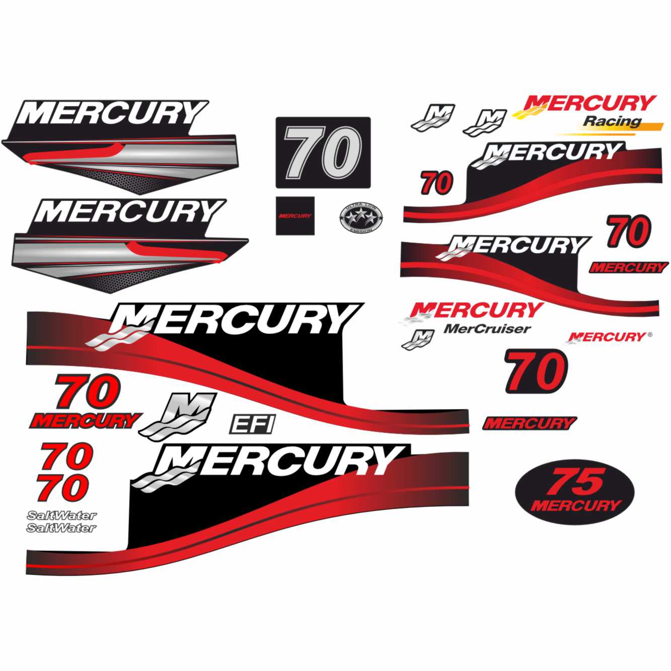 Mercury 70 outboard engine sticker file vector logo