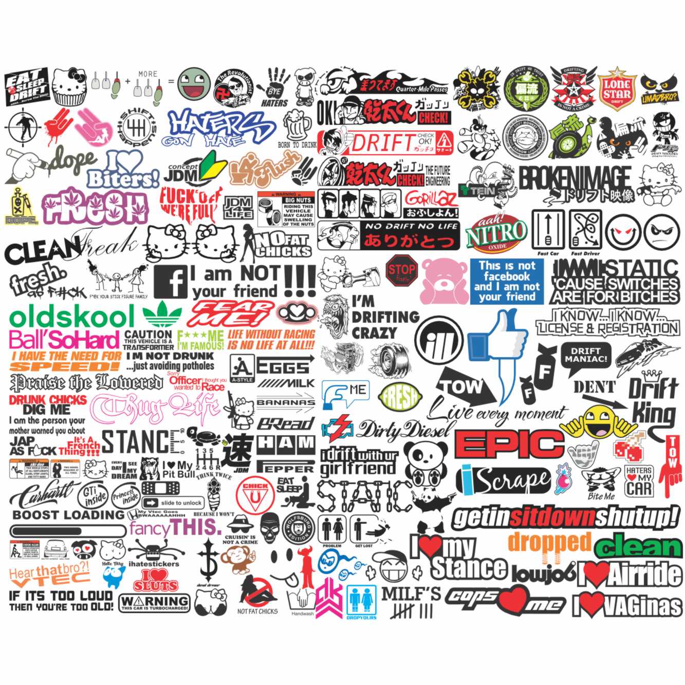 Vector pack JDM style car stickers graphics